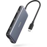 Anker USB C Hub, 555 USB-C Hub (8-in-1), with 100W Power Delivery, 4K 60Hz HDMI Port, 10Gbps USB C and 2 USB A Data Ports, Ethernet Port, microSD and SD Card Reader, for MacBook Pro and More