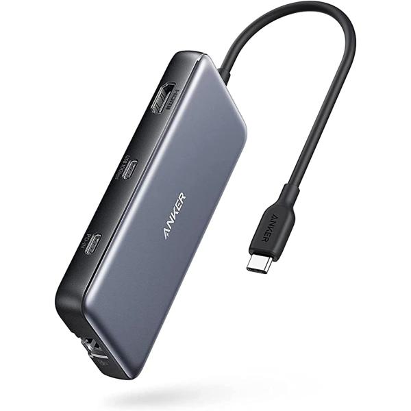 Anker USB C Hub, 555 USB-C Hub (8-in-1), with 100W Power Delivery, 4K 60Hz HDMI Port, 10Gbps USB C and 2 USB A Data Ports, Ethernet Port, microSD and SD Card Reader, for MacBook Pro and More