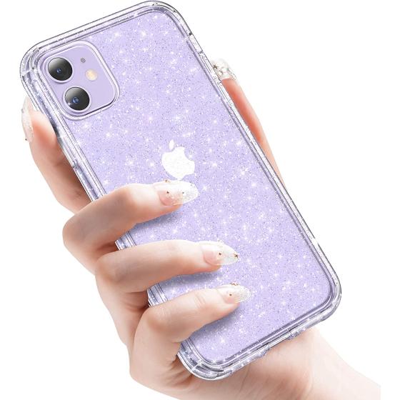 CASEKOO Crystal Glitter Designed for iPhone 11 Case, [Not Yellowing] [Military Grade Drop Tested] Bling Clear Shockproof Protective Phone Case Thin Slim Cover for Women (6.1'') 2019 -Twinkle Stardust