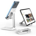 Cell Phone Stand, Licheers Foldable Phone Holder, Angle Height Adjustable Phone Stand for Desk, Compatible with iPhone 13/12/11 Pro Max, Samsung Galaxy S10/9/8/7 S21 Ultra (White-LC352)
