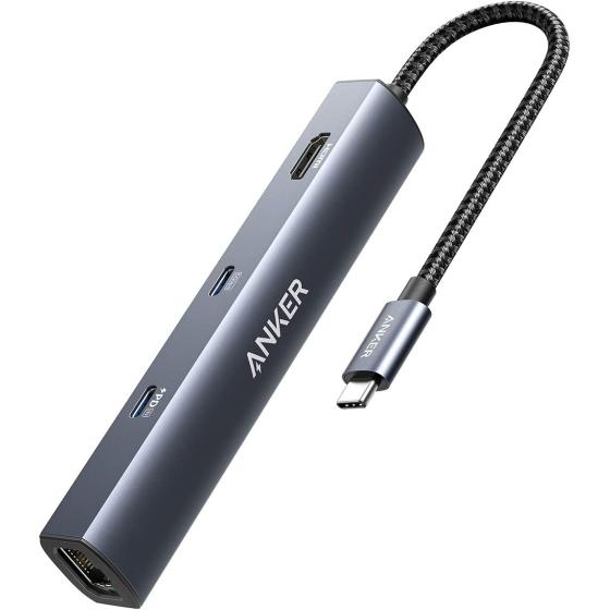 Anker USB C Hub, PowerExpand 6-in-1 USB C PD Ethernet Hub with 65W Power Delivery, 4K HDMI, 1Gbps Ethernet, USB-C Data Port, 2 USB 3.0 Data Ports, for MacBook Pro, MacBook Air, iPad Pro, XPS, and More