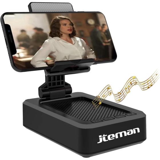 Cell Phone Stand with Wireless Bluetooth Speaker and Anti-Slip Base HD Surround Sound Perfect for Home and Outdoors with Bluetooth Speaker for Desk Compatible with iPhone/ipad/Samsung Galaxy