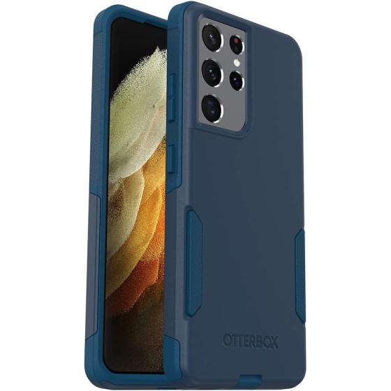 OtterBox Galaxy S21 Ultra 5G (ONLY - DOES NOT FIT non-Plus or Plus sizes) Commuter Series Case - BESPOKE WAY (BLAZER BLUE/STORMY SEAS BLUE), slim & tough, pocket-friendly, with port protection