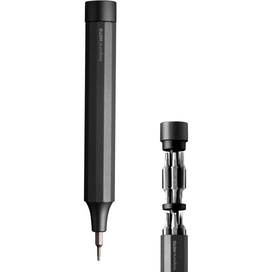 HOTO Precision Screwdriver Sets, 24-in-1 Manual Screwdriver, 24 pcs Tough S2 Steel Bits, Manual Pen Shape, Ideal for Electronics, Glasses and Bracelets, Slate Grey