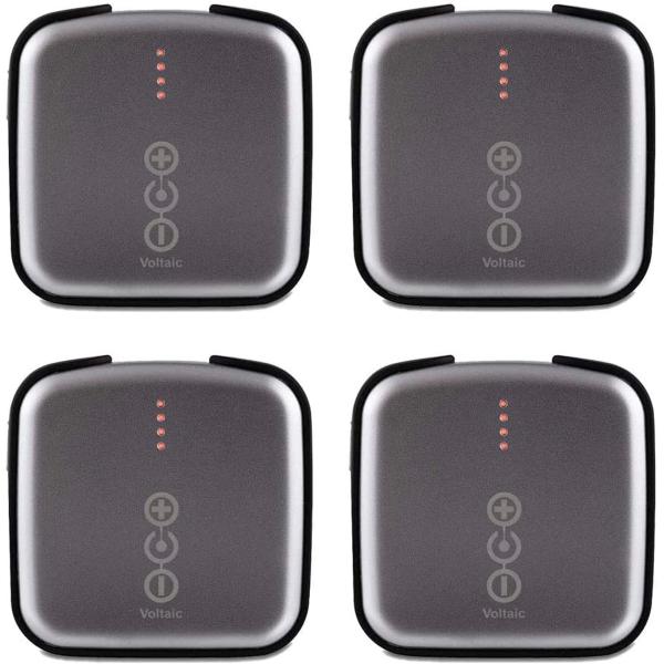 Voltaic Systems V25 6,400mAh USB Always On Battery Backup Power Bank (4 Pack) + USB Touch Light | for iPhone, iPad, Samsung Galaxy, Android, and HTC Devices (Gray)