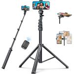 ANGFLY 67" Phone Tripod & Selfie Stick, Extendable Cell iPhone Tripod Stand with Remote and Phone Holder, Tripod for iPhone Compatible with iPhone 14 Pro Max 13 12/Android/Camera