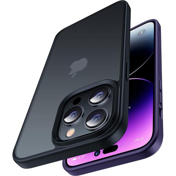 CASEKOO Minimalist Newly Matte Shockproof iPhone 14 Pro Max Phone Case [Zero-Stain Craft][10FT Mil-Grade Protection] Protective Translucent Back Non-Slip for Women Men iPhone 14 Pro Max Case, Black