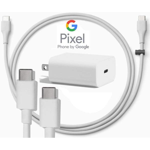 Google USB-C Charging Rapidly Charger for 2nd & 3rd Gen Pixel devices (18W 3A Charger + 3 Foot USB-C, C-C Cable)