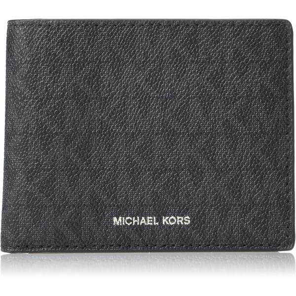 Michael Kors Mens Jet Set Money Piece Canvas Coated Bifold Wallet Black Small