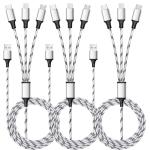 Multi Charging Cable, 5ft 3Pack Multi Charger Cable Nylon Braided Multiple USB Cable Universal 3 in 1 Charging Cord Adapter with Type-C, Micro USB Port Connectors for Cell Phones and More