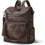 OPAGE Leather Backpack Purse for Women Fashion Tassel Ladies Shoulder Bags Designer Large Backpack Travel Bag