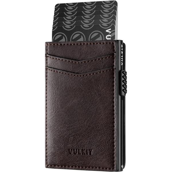 VULKIT Card Holder Pop Up Cards Slim Leather Wallet RFID Protection Up to 11 Cards Card Case