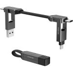 CHAFON Multi Charging Cable Short,Travel Portable Magnetic Keyring 5 in 1 USB Charger Data Cord,PD 60W USB A/C to Type C,Micro USB Connectors Compatible with Cell Phones Tablets Power Bank
