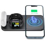 XICPU Portable and Foldable 3 in 1 Wireless Charging Station, Fast Wireless Charger Stand for Apple Watch iPhone AirPods Black