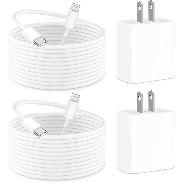 [Apple MFi Certified] iPhone Fast Charger, Rombica 2 Pack 20W USB C Power Delivery Rapid Wall Charger Plug with 6FT Type C to Lightning Quick Charging Data Sync Cord Compatible for iPhone/iPad/AirPods