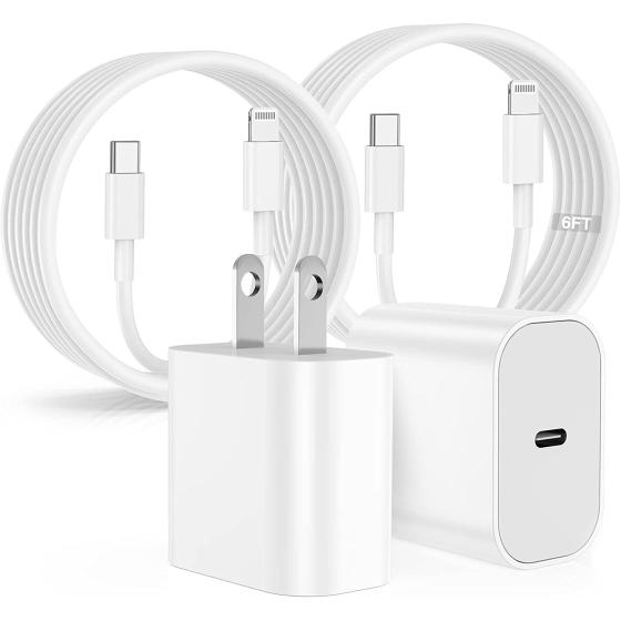 iPhone 14 13 12 Fast Charger, [2Pack] Apple 14 13 Charger Block with (2×6FT) USB C to Lightning Cable Fast Charging, USB Type C Wall Charger for Apple iPhone 14/13/12/11 Pro Max/XS/SE/iPad/AirPods