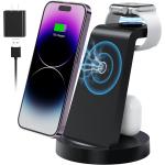 Wireless Charging Station, 3 in 1 Wireless Charger for iPhone 14/13/12/11/Pro/Max/SE/XS/XR/X/8 Plus/8, Fast Wireless Charging Stand Dock for Apple Watch Series & Airpods(with Adapter)
