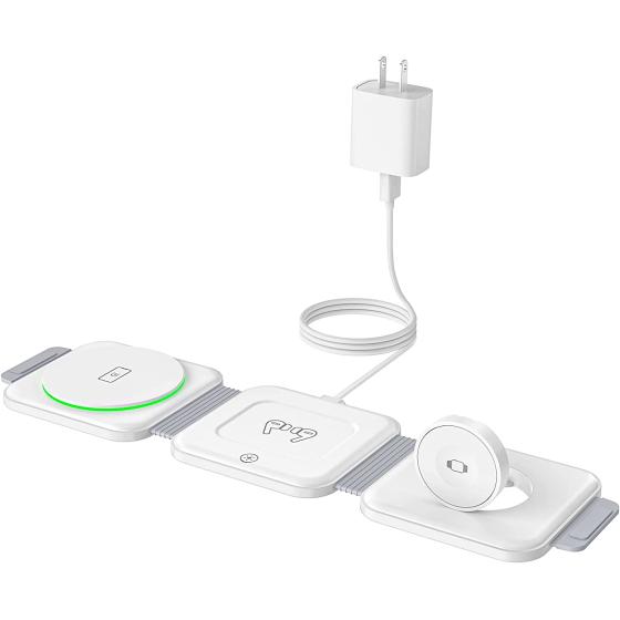 Wireless Charger, Magnetic Foldable 3 in 1 Charging Station, Fast Travel Wireless Charging Pad, Compatible with Magsafe for iPhone 14/13/12/Pro Max/Plus/Mini, Apple Watch and Airpods 2/3/Pro