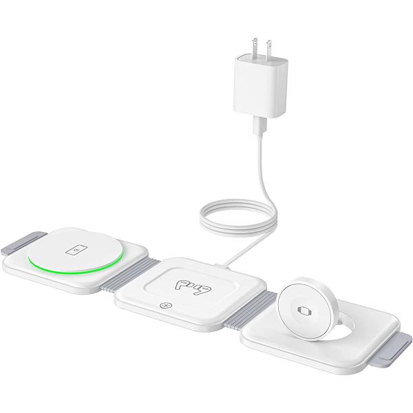 Wireless Charger, Magnetic Foldable 3 in 1 Charging Station, Fast Travel Wireless Charging Pad, Compatible with Magsafe for iPhone 14/13/12/Pro Max/Plus/Mini, Apple Watch and Airpods 2/3/Pro