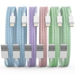 [Apple MFi Certified] iPhone Charger [6 Pack 3/3/6/6/6/10 FT] Multi-size Multi-color Long USB Fast Charging Lightning Cable Compatible iPhone 14 13 12 11 Pro Max XR XS X 8 7 6 Plus SE - Macaroon Color