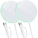 2 Pack Magnetic Wireless Charger 15W Fast Apple Mag-Safe Charger for iPhone 14/13/12 Series Magnet Wireless Charging Pad for AirPods 3/2/Pro Mag Safe Charger with 5ft Dual Charging Port Cable