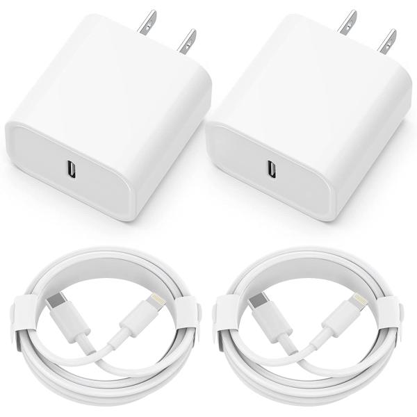 iPhone Charger [Apple MFi Certified] 2 Pack 20W PD USB C Wall Fast Charger Adapter with 2 Pack 6FT Type C to Lightning Cable Compatible with iPhone 14 13 12 11 Pro Max XR XS X,iPad