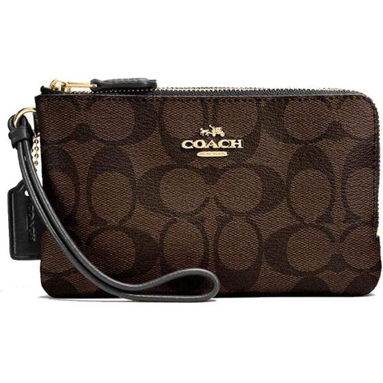 COACH Signature PVC Double Corner Zip
