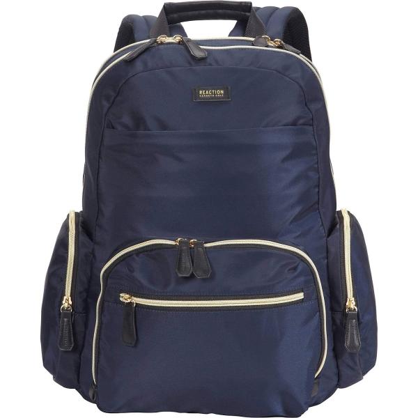 Kenneth Cole REACTION Women's Sophie Backpack Silky Nylon Laptop & Tablet RFID Bookbag, Navy, One Size