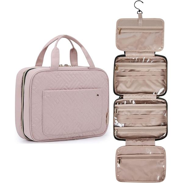 BAGSMART Toiletry Bag Travel Bag with Hanging Hook, Water-resistant Makeup Cosmetic Bag Travel Organizer for Accessories, Shampoo, Full Sized Container, Toiletries