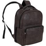 Kenneth Cole On Track Pack Vegan Leather 15.6” Laptop & Tablet Bookbag Anti-Theft RFID Backpack for School, Work, & Travel, Brown, Laptop