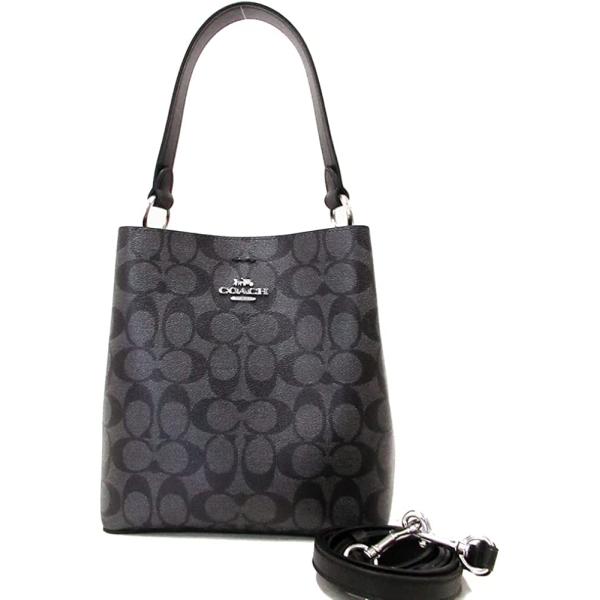 COACH Women's Small Town Bucket Bag (Signature Canvas - Graphite - Wine - Black)