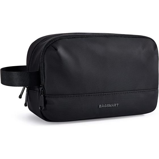 BAGSMART Travel Toiletry Bag for Men, Dopp Kit Water Resistant Shaving Bag for Toiletries Accessories（Black, Medium