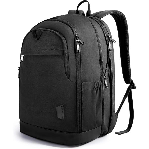 BAGSMART Laptop Backpack for Men Women Expandable Travel Backpacks fits 17.3 Inch Computer with Charging Port Water Resistant Large Bookbags Casual Daypack for School Work Business Trip College,Black