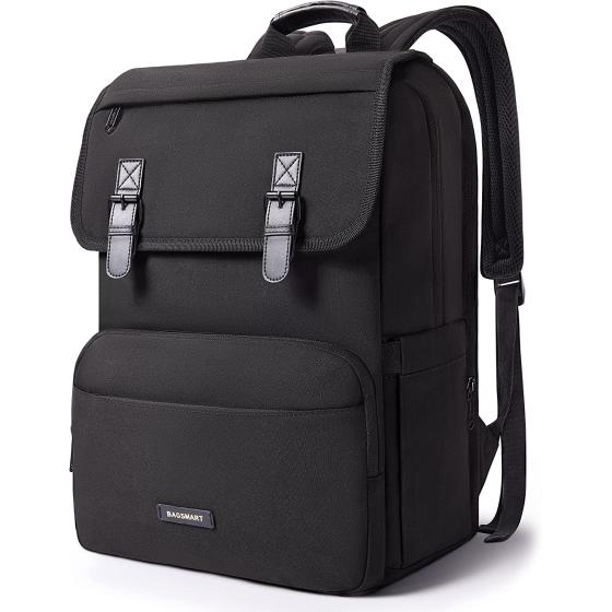 BAGSMART Laptop Backpack, School Backpack For Men Women,Black Travel Backpack Fits 17.3 Inch Computer Work Back Pack College Bookbag With Charging Port