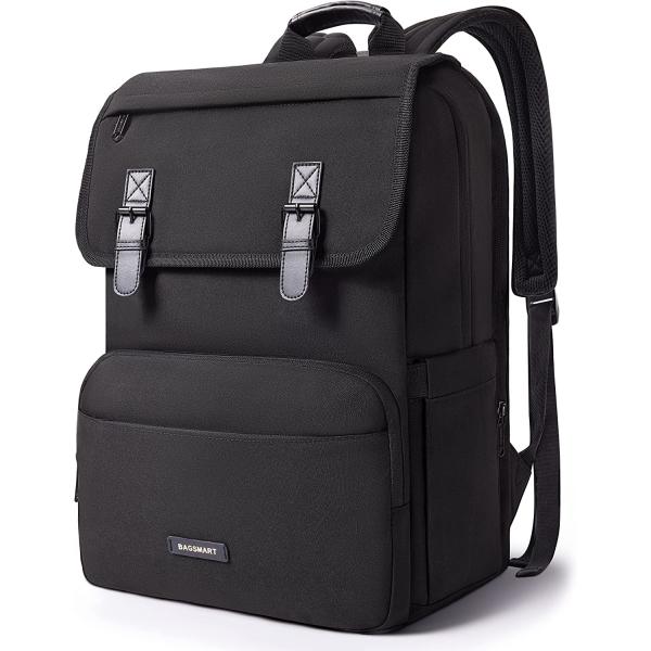 BAGSMART Laptop Backpack, School Backpack For Men Women,Black Travel Backpack Fits 17.3 Inch Computer Work Back Pack College Bookbag With Charging Port