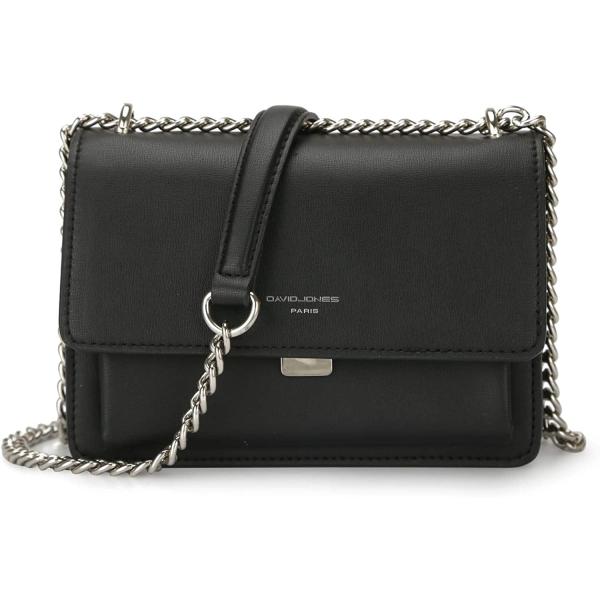 DAVIDJONES Women's Small Saffiano Faux Leather Crossbody Bag, Cameron Shoulder Handbag and Wallet Purses with Chain Strap