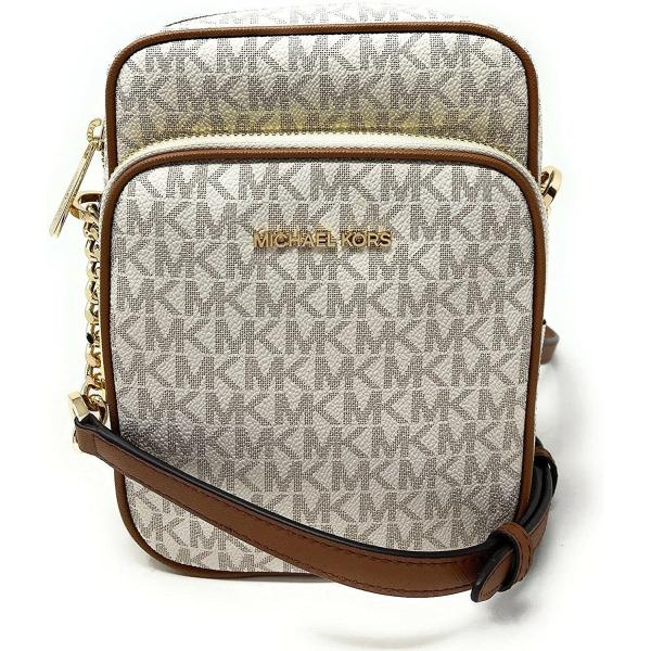 Michael Kors Jet Set Travel Signature PVC Medium Logo Chain Crossbody Flight Bag