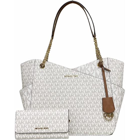 Michael Kors MICHAEL Michael Kors Jet Set Travel Large Chain Shoulder Tote bundled Jet Set Travel Trifold Wallet