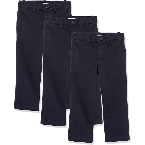 Amazon Essentials Boys and Toddlers' Uniform Straight-Fit Flat-Front Chino Khaki Pants, Multipacks