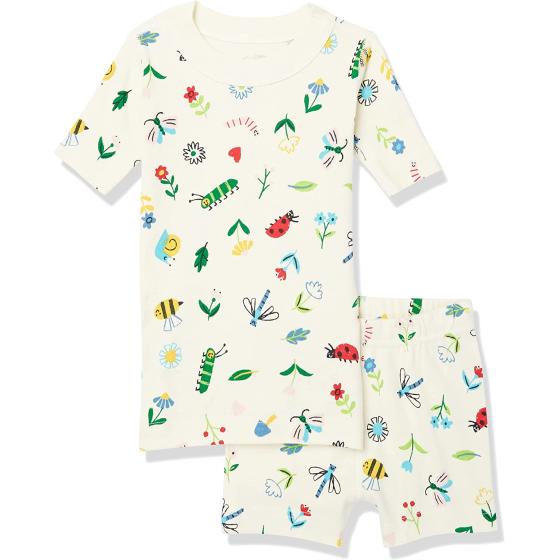 Moon and Back by Hanna Andersson Boys' and Girls' Organic Cotton 2 Piece Short Pajama Set