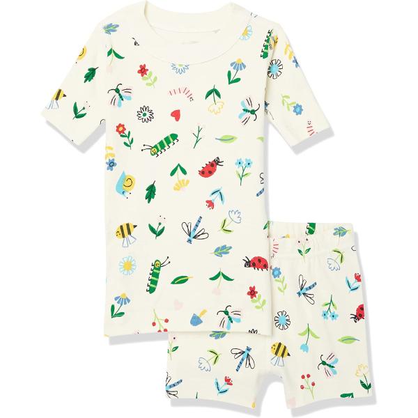Moon and Back by Hanna Andersson Boys' and Girls' Organic Cotton 2 Piece Short Pajama Set