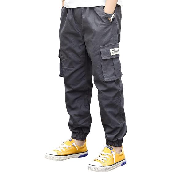 TLAENSON Boys Cargo Joggers Pants Elastic Waist Casual Jogging Trousers Bottom for Kids 5-15 Years