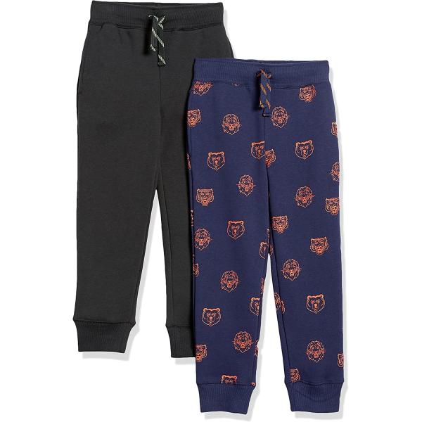 Amazon Essentials Boys and Toddlers' Fleece Jogger Sweatpants (Previously Spotted Zebra), Pack of 2
