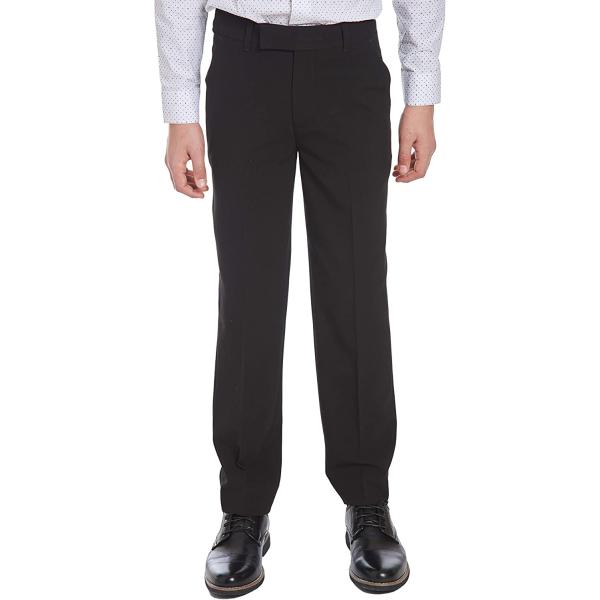 Calvin Klein Boys' Flat-Front Bi-Stretch Dress Pant, Straight Leg Fit, Belt Loops & Front Pockets