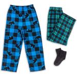 Mad Dog Concepts Boy’s Sleepwear Super Soft Micro Fleece 2-Pack Pajama Pants + Slipper Socks.
