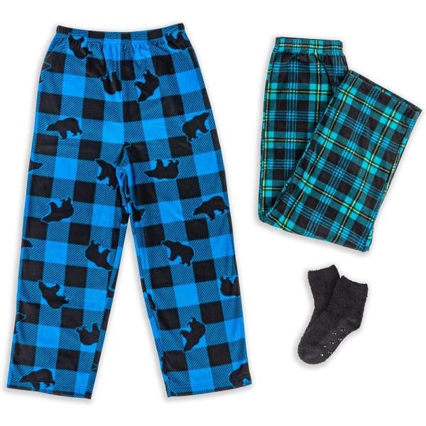 Mad Dog Concepts Boy’s Sleepwear Super Soft Micro Fleece 2-Pack Pajama Pants + Slipper Socks.