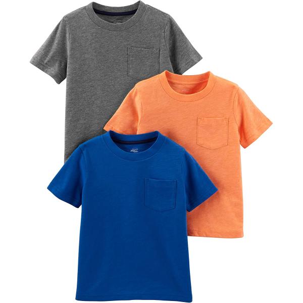 Simple Joys by Carter's Babies, Toddlers, and Boys' Solid Pocket Short-Sleeve Tee Shirts, Pack of 3