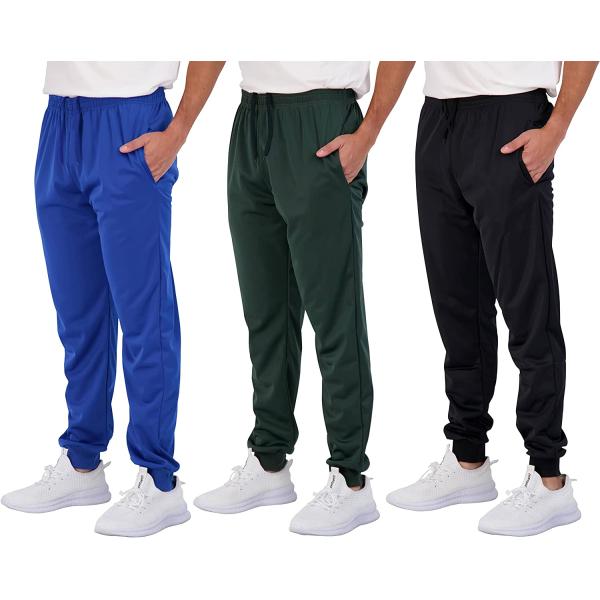 Real Essentials 3 Pack: Boy's Active Athletic Casual Jogger Sweatpants with Pockets
