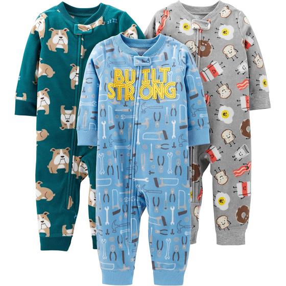 Simple Joys by Carter's Toddlers and Baby Boys' Loose-Fit Fleece Footless Pajamas, Pack of 3