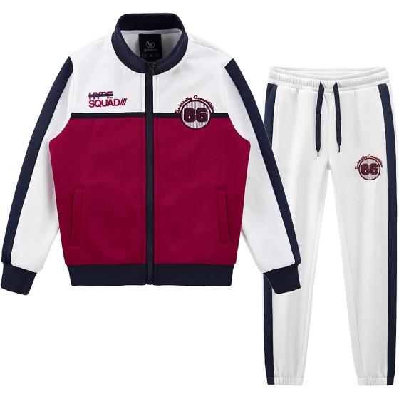W JIANWANG Boys' Activewear Kids Clothing Sets Full Zip Fleece Brush Tracksuits Active Jackets and Pants 2 Piece 2-8 Years